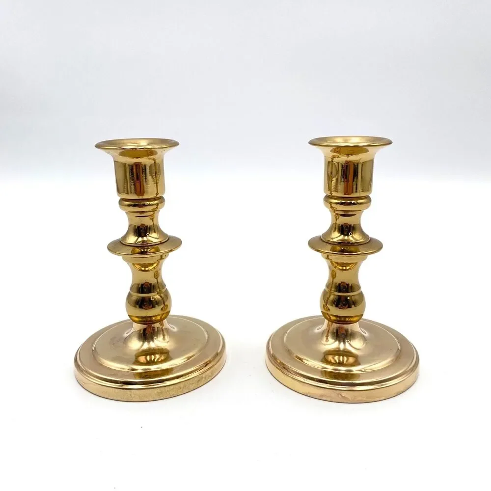 Baldwin Solid Brass Candlestick Holders Set of 2, Vintage, 4.75 Inch